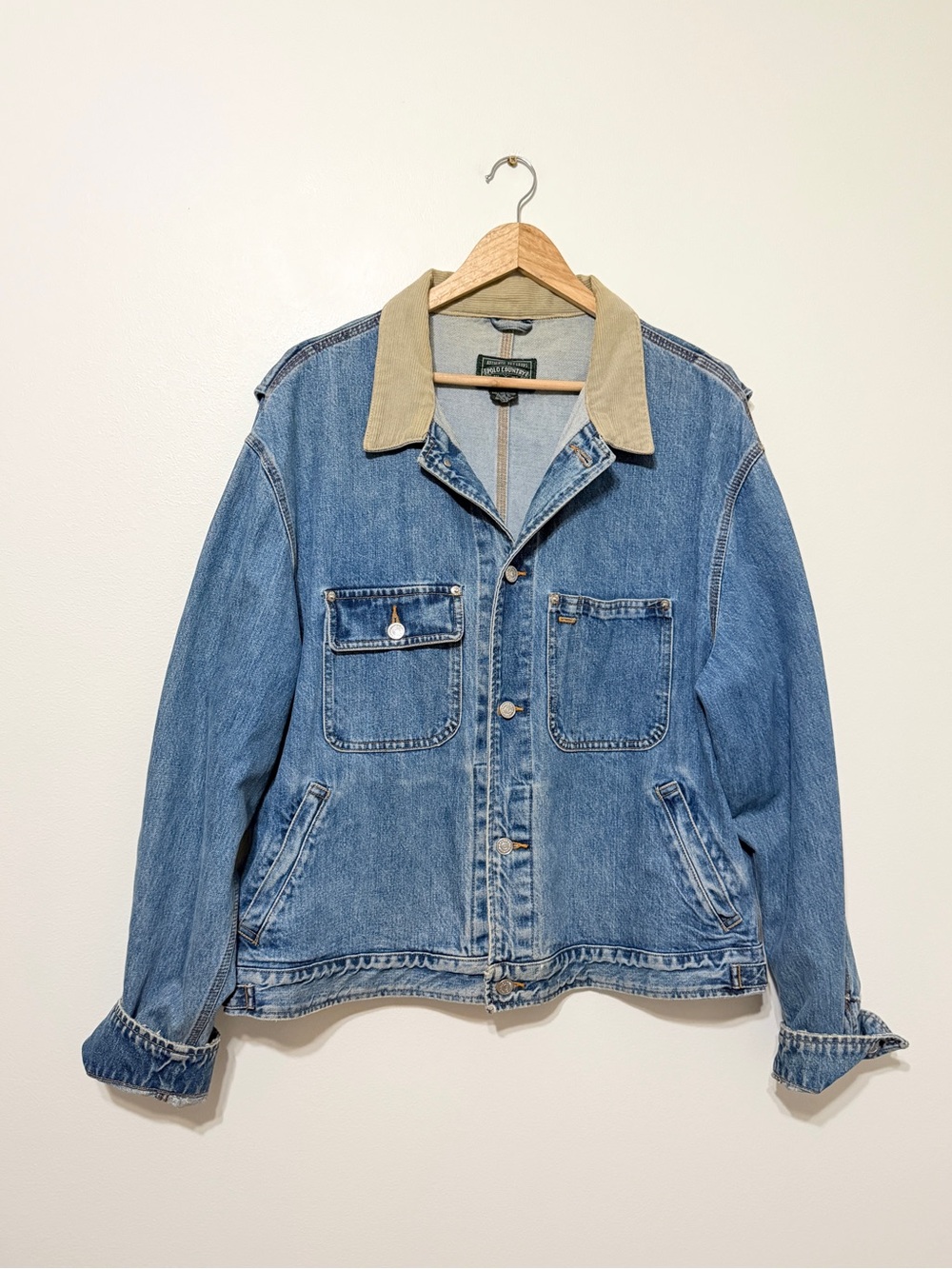 Ralph Lauren Vintage Denim Jacket Size XL Men’s Corduroy Chore USA Polo country